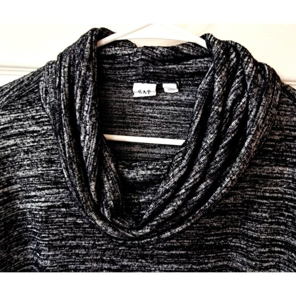 Gap Women's L Long Sleeve Softspun Cowlneck Sweater Black Marled Tunic - Picture 5 of 8